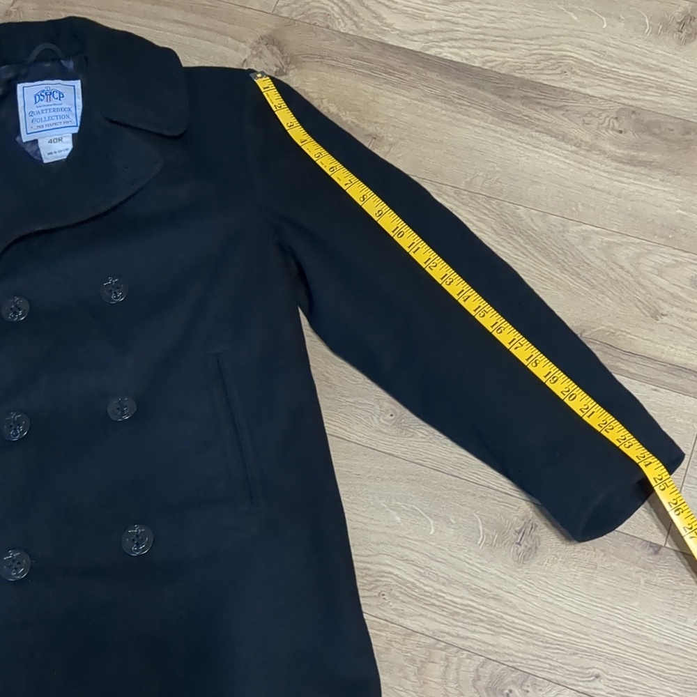 DSCP Quarterdeck Collection Pea Coat Black Navy Double Breasted Wool Men's Sz 40 - Picture 11 of 12